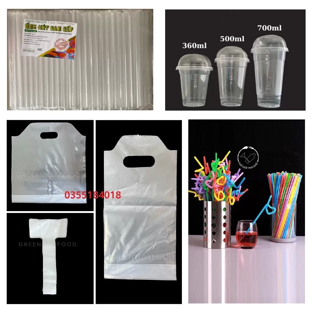 Vật tư tiêu hao - Ống hút - Ly trà - Túi đựng