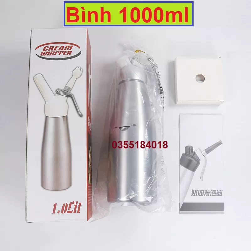 Bình xịt kem nắp thép Whipper 1000ml
