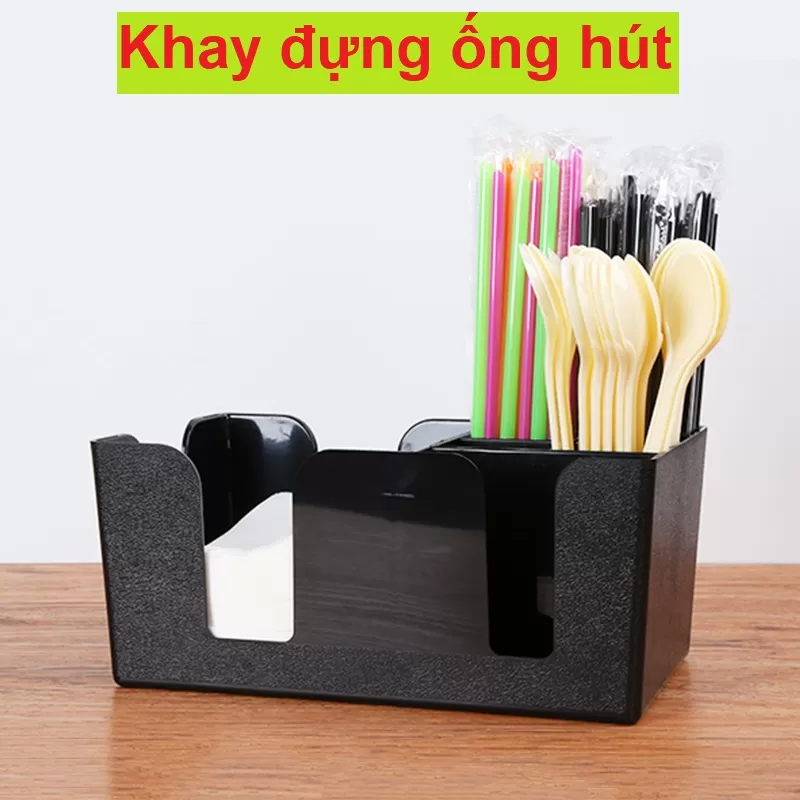 Khay đựng ống hút giấy ăn