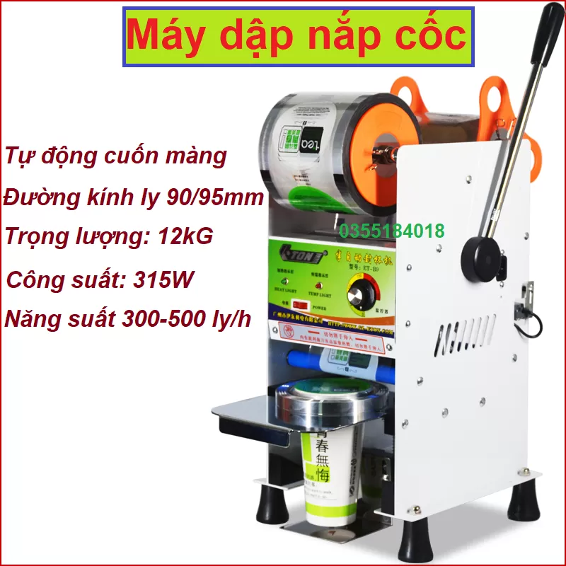Máy dập ép màng ly cốc  400ml 500ml 700ml bằng tay Eton D7