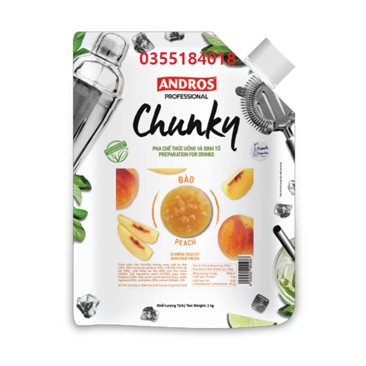 Mứt Đào Chunky Andros gói 1kg