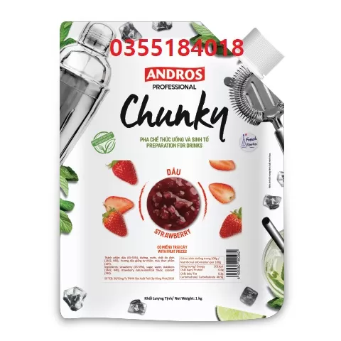 Mứt Dâu Chunky Andros gói 1kg