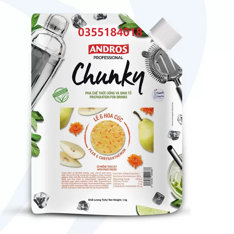 Mứt Lê & Hoa cúc Chunky Andros gói 1kg