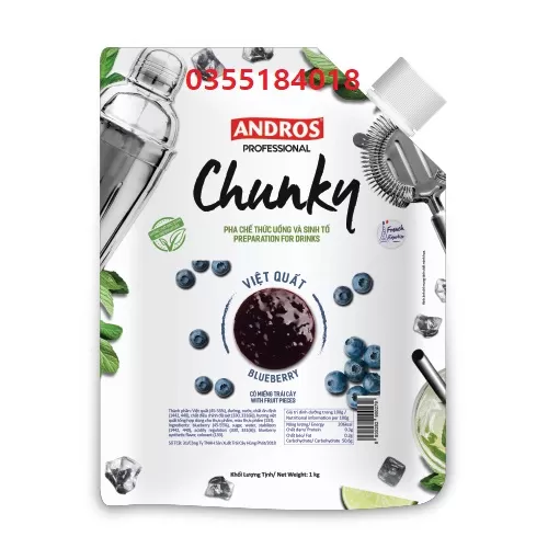 Mứt Việt quất Chunky Andros gói 1kg