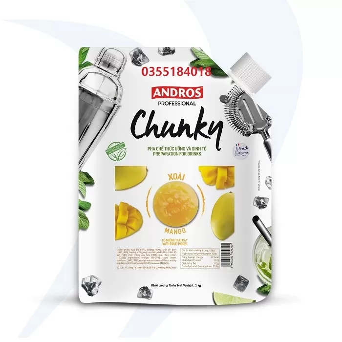 Mứt Xoài chunky Andros gói 1kg