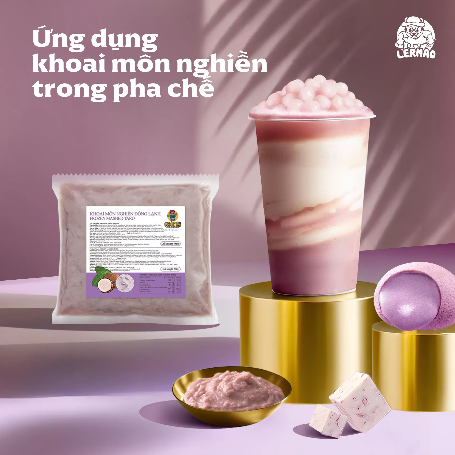 Sốt khoai môn đông lạnh Lermao 1kg