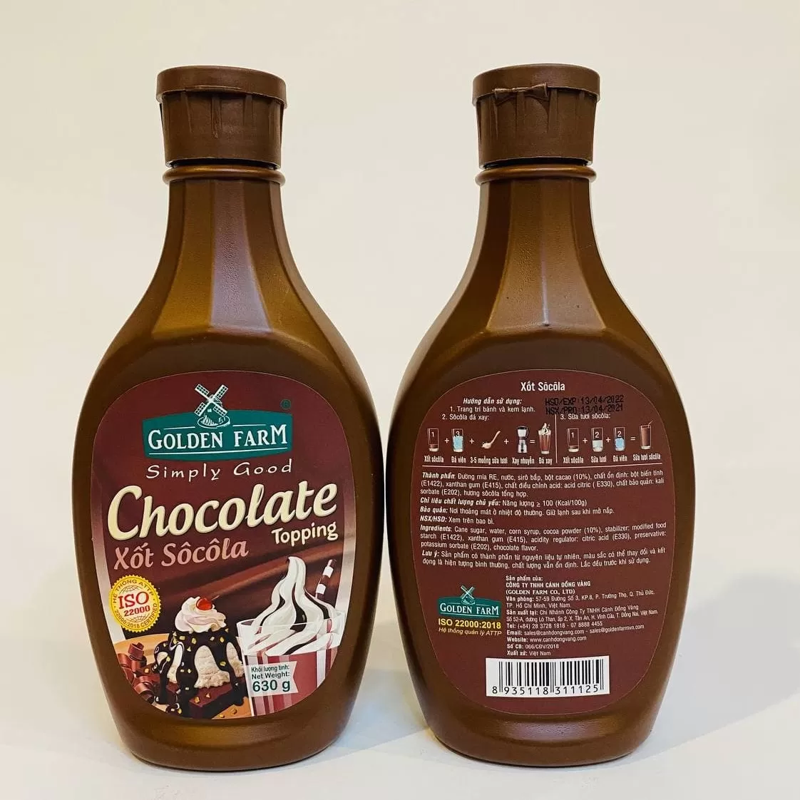 Sốt Socola Chocolate Golden farm chai 630g