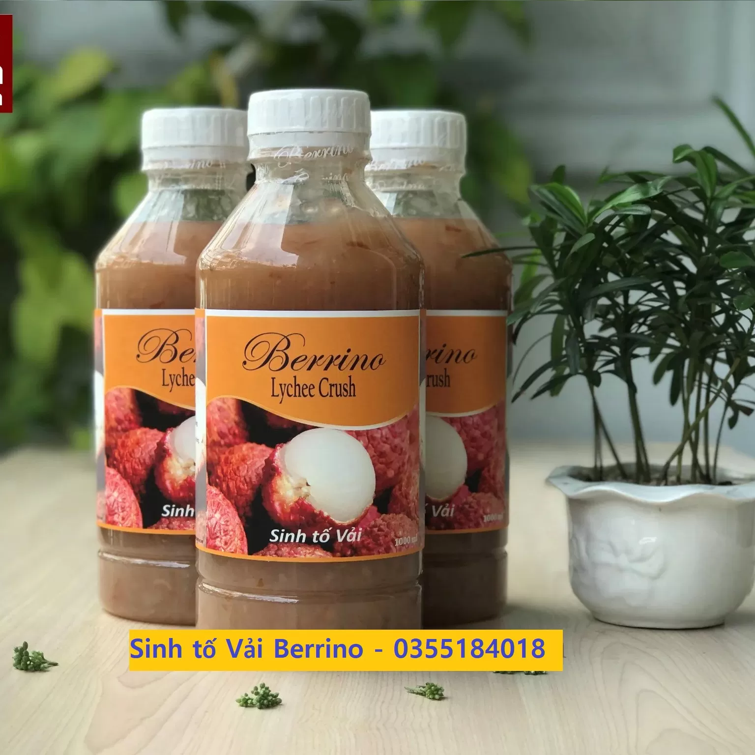 Sinh tố Vải Berrino chai 1L