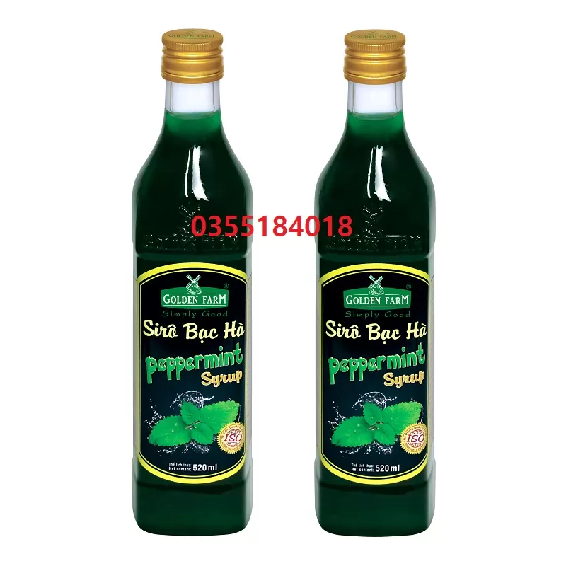 Siro bạc hà xanh Golden farm chai 520ml