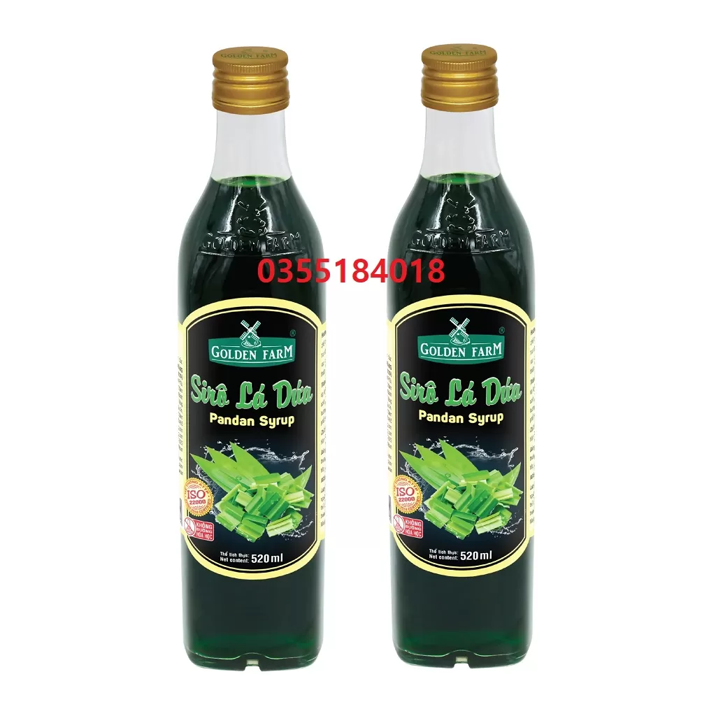 Siro lá dứa lá nếp Golden farm chai 520ml