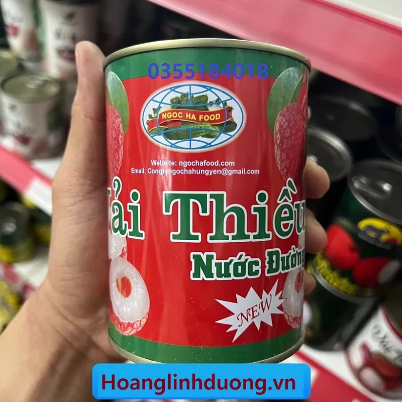 Vải thiều ngâm nước đường Ngọc hà lon 565g