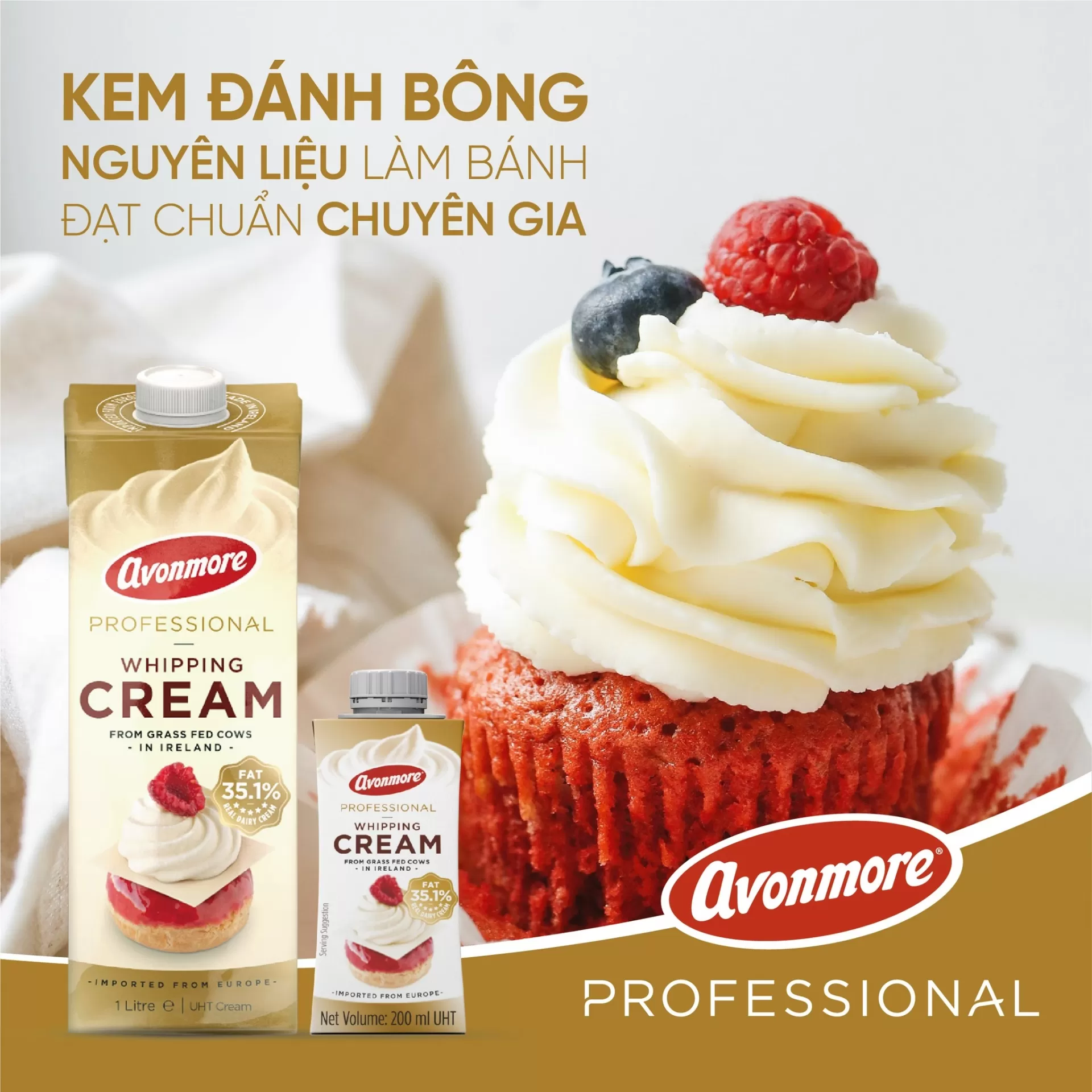 Kem Whipping Avonmore hộp 1L