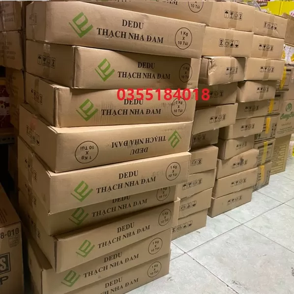 Thùng nha đam hương vải Dedu thùng 10 gói 1kg