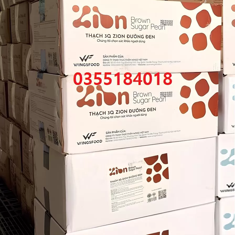 Thùng trân châu 3Q ĐEN Zion Wings thùng 6 gói 2kg