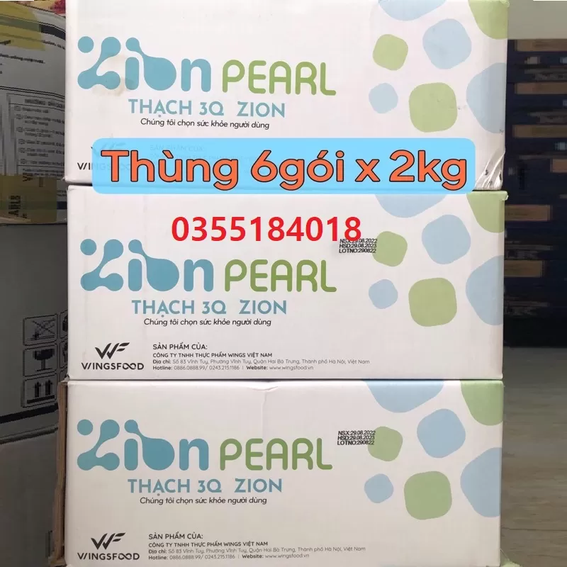 Thùng trân châu 3Q TRẮNG Zion Wings thùng 6 gói 2kg