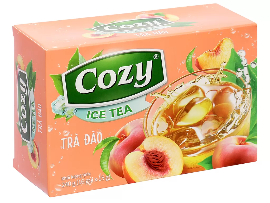 Trà Cozy Đào hòa tan Hộp 240g 16 gói