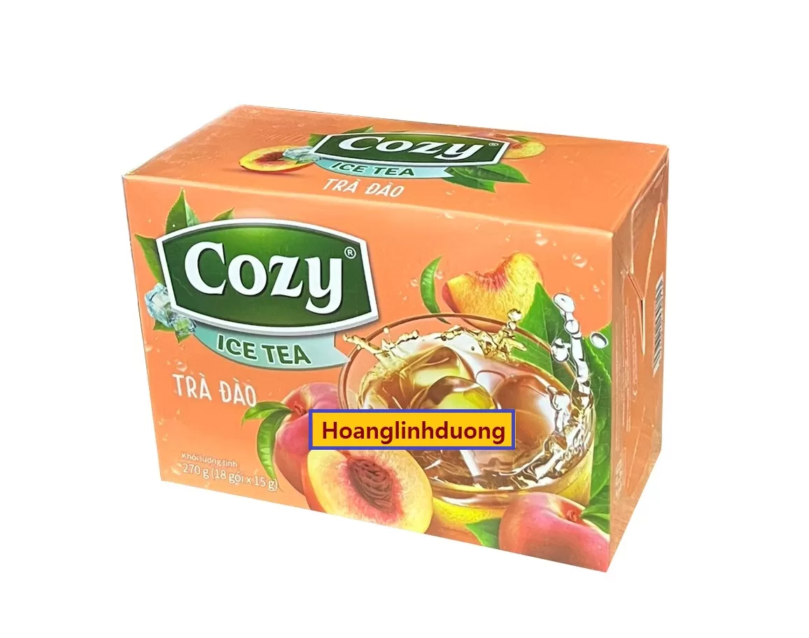Trà Cozy Đào hòa tan hộp 270g 18 gói
