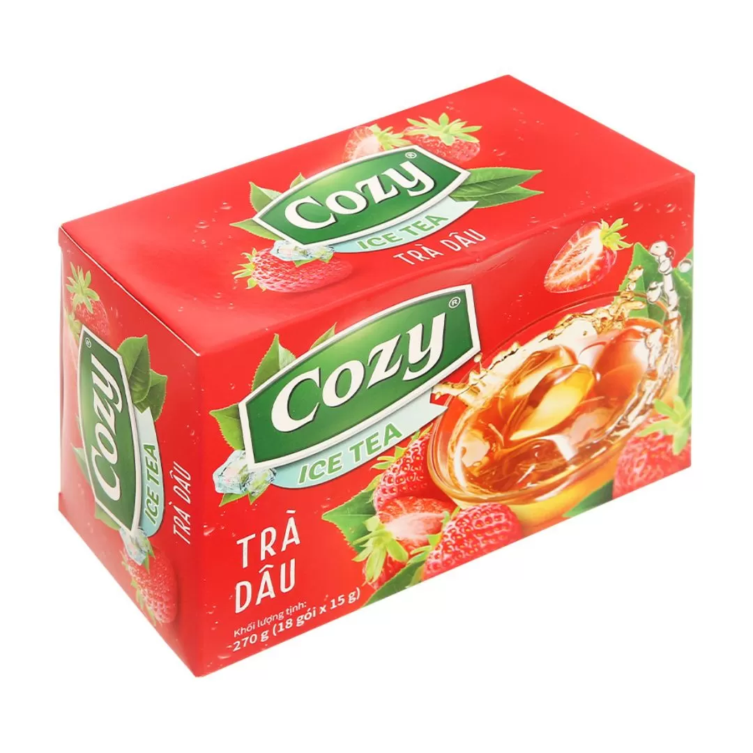 Trà Cozy Dâu hòa tan Hộp 270g 18 gói