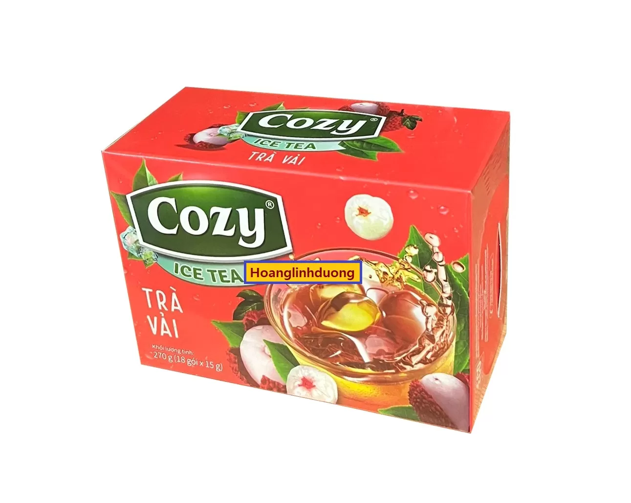 Trà Cozy hương vải hòa tan hộp 270g 18 gói