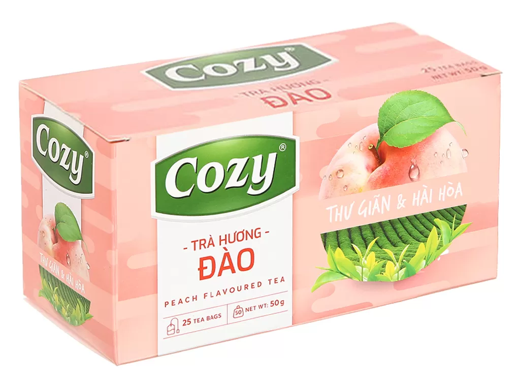 Trà Cozy túi lọc hương đào hộp 50g - 25 túi