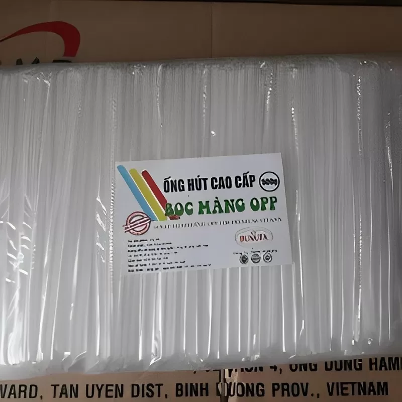 Ống hút trắng trong phi 6 có màng bọc gói 420g