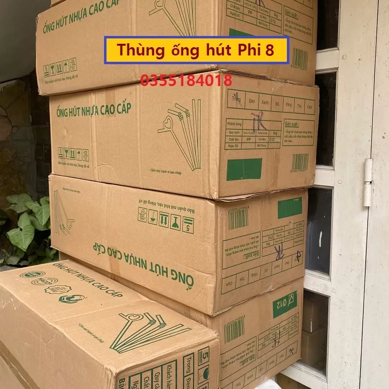 Thùng ống hút phi 8 có màng bọc Thùng 5kg 10 gói