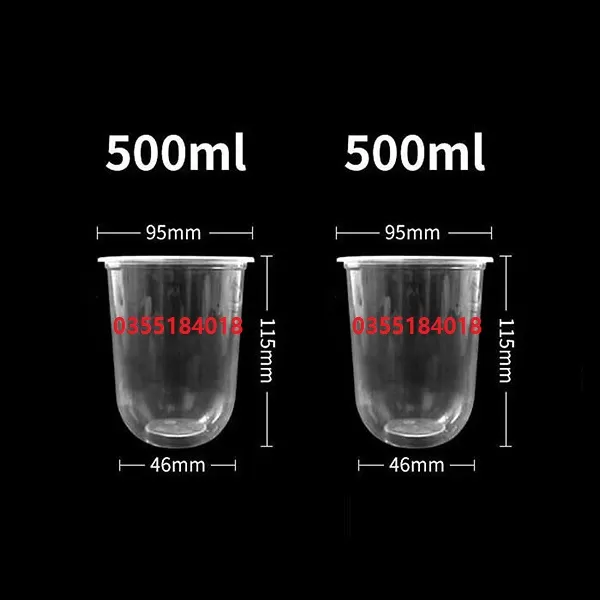Cốc ly trà đáy bầu 500ml phi 95 nhựa PP dây 50 cái