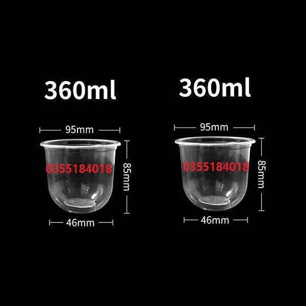 Cốc ly trà đáy bầu 360ml phi 95 nhựa PP dây 50 cái