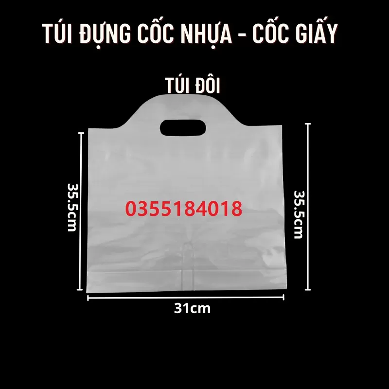 Túi đôi đựng cốc ly trà có vách ngăn gói 1kg