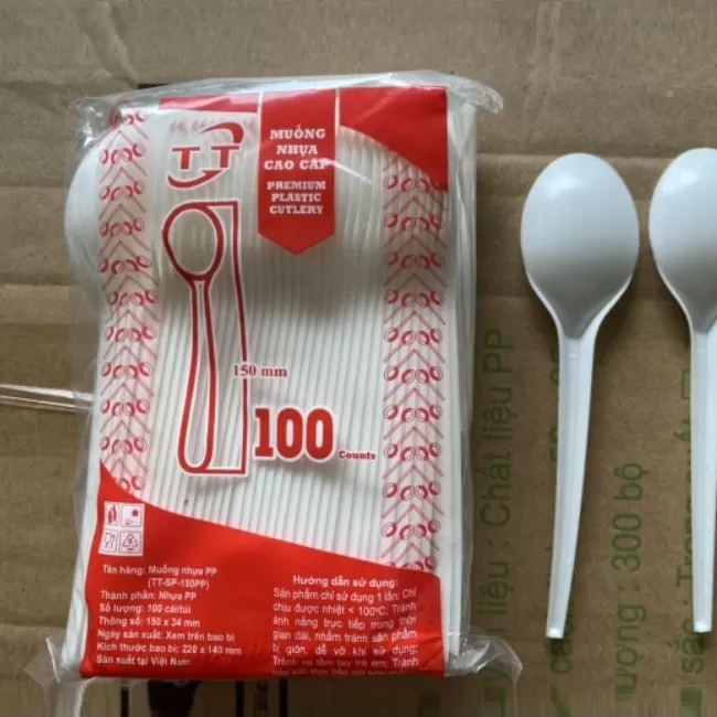 Muỗng - Thìa nhựa dùng 1 lần Gói 100 cái